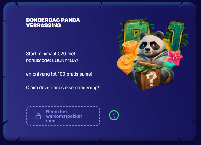 Donderdag Panda Verrassing Spin Panda free bonus