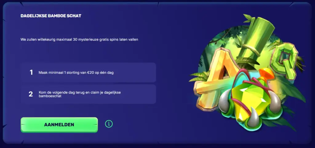Dagelijkse Bamboe Schat met Spin Panda free spins no deposit