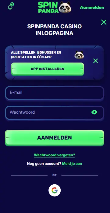SpinPanda Casino login op app