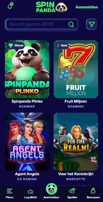 Spellen op mobiele app
